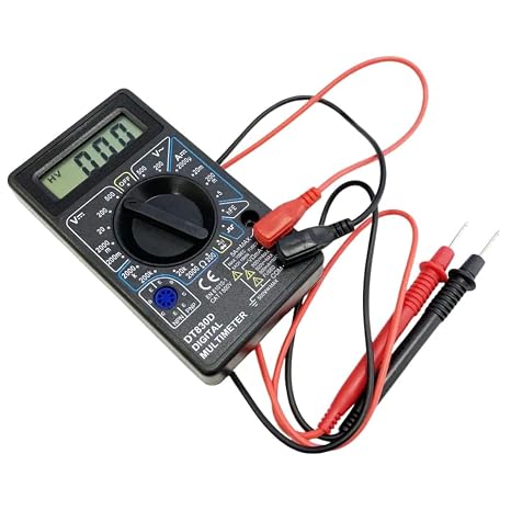 Digital Multimeter, AC DC Voltage Tester, Auto-Ranging Ohmmeter, Voltmeter, Ammeter, Continuity & Diode Test, LCD Display, Multimeter with Test Leads for Electrical, Automotive, Home Use