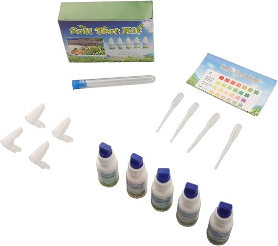 Soil Kit for NPK and pH Measurement, 10ml Liquid Solution Set with Tubes and Color Chart for Gardening, Agriculture, Lawn Care