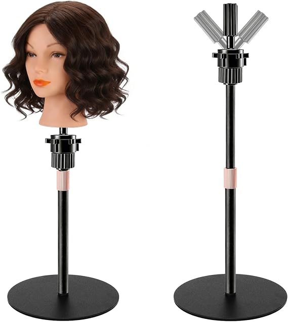 Wig Stand, 50CM Sturdy Metal Adjustable Mannequin Hairdressing Stand on the Table for Manikin Heads, Wigs, Cosmetology, Storage, Training and