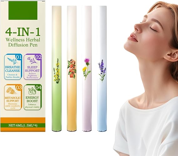 4Pcs Herbal Diffuser Pen, Portable Cloudy Diffuser Pen, Freshens Breath, Cleanses The Lungs, Improves Breathing, and Freshens The Air