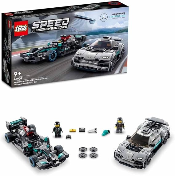 LEGO Speed Champions Mercedes-AMG F1 W12 E Performance ve Mercedes-AMG Project One 76909-9 Yaş ve Üzeri için Oyuncak Model Yapım Seti (564 Parça)