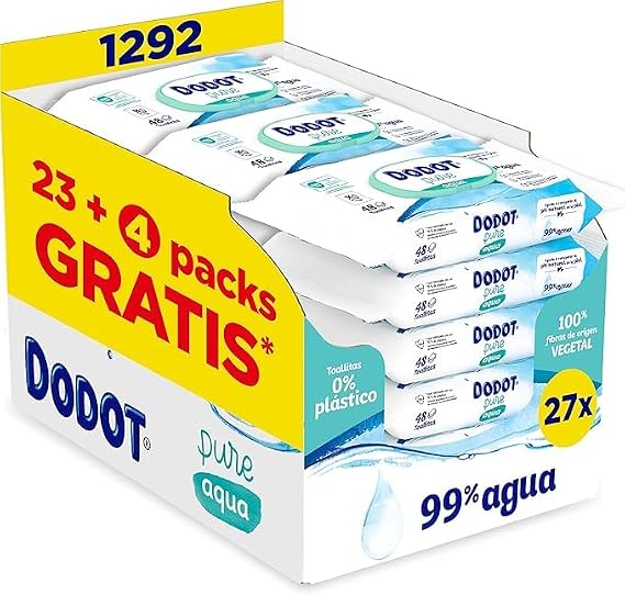 Dodot Aqua Pure Baby Wipes, 1,296 Wipes, Helps Restore Skin's Natural PH, 99% Water