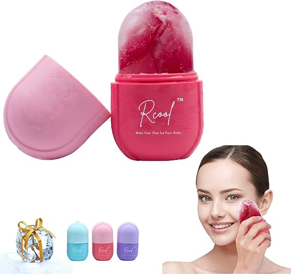 Rcool Ice Face Roller & Gua Sha, Yüz Masajı, Yüz Güzellik Buz Silindiri Cilt Bakım Araçları, Cilt Bakım Ürünleri-Yüz ve Gözler İçin, İnce Çizgileri Çıkarma, Gözenekleri Küçültme, Akneyi Azaltın ve Cildi Yağlayın. (Pembe)