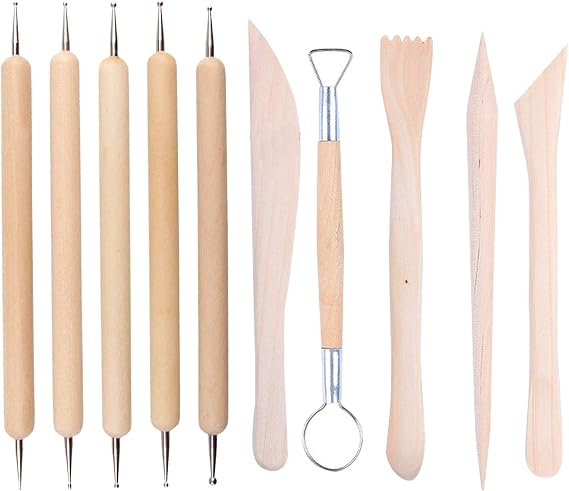 10 PCS Clay Modelling Tools, Sculpting Tools Clay Pottery Tools Polymer Clay Tools and Clay Sets Painting Dots Tools Ceramic Clay Pottery Set for Adults Beginners