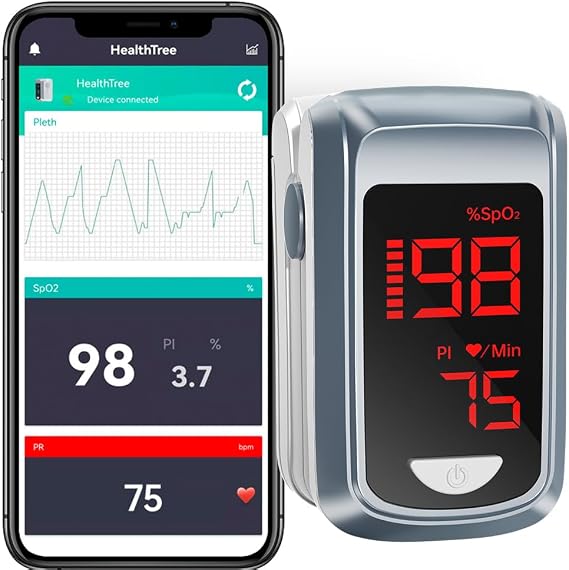 Adult Finger Pulse Oximeter - Accurate Blood Oxygen Saturation (SpO2) Monitor & Heart Rate Tracker | OLED Display, Portable Finger Clip Design, Lanyard | Ideal for Home Health, Sports