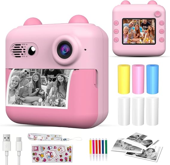 Kids Camera Instant Print,Suitable for Birthdays for Children Aged 3-10,1080P HD Digital Child Printable Camera,Portable Toys for Kids