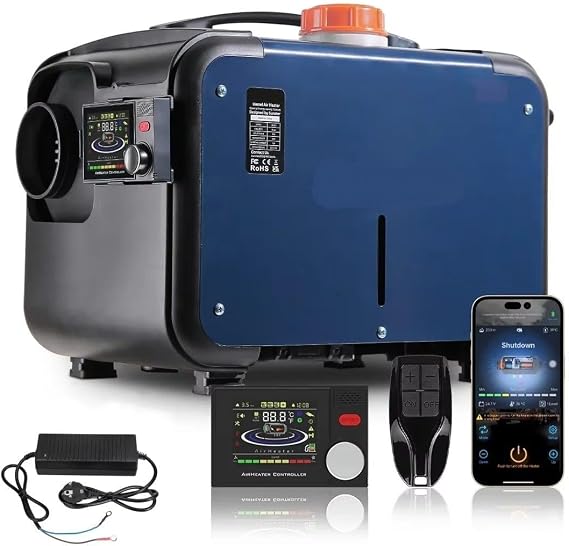Diesel Heater Air 12V 8KW Portable with Bluetooth Smart App Remote and LCD Control 12V 24V DC Parking Heater for Car Truck RV Camper Van Boat Fast Heating Quiet Diesel Heating System