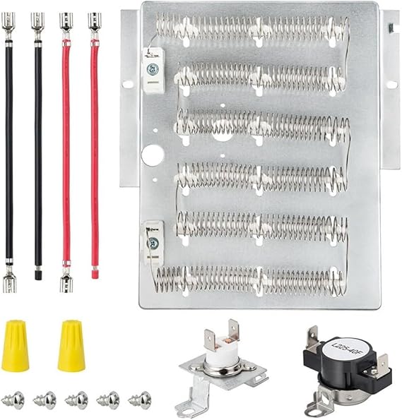Dryer Heating Element Kit for Amana and Speed-Queen Models 503978 Replacement, Includes Thermostat, Fuse and Installation Hardware, Nickel-Chromium Alloy for Longevity