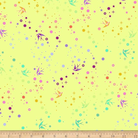 Tula Pink Tula's True Colors Fairy Dust Lime, Fabric by the Yard