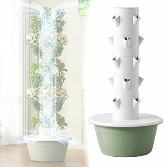 Hydroponics Growing Sys-TEM Tower with LED Light Automatic Timer, Vertical Planter Hydroponics Tower Garden Growing Sys-TEM for Home School Projects Indoor Hydroponic Vegetable Tower,5Layer