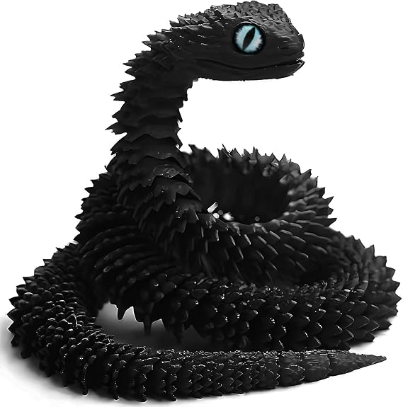 Joycabin 3D Printed Animals, 3D Printed Snake Fidget Toy, Articular Mobility 3D Printed Animal, Fidget Mini Animals Toy Articular Mobility Toys for Adults and Kids Autism/ADHD (60cm - Black)