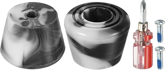 PATIKIL Roller Skate Toe Stops with Screwdriver, 1 Pair 82A Rubber Brake Stoppers Block for Roller Skate Accessories Replacement, Mixed Black White