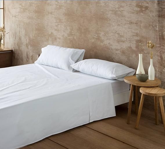 LEBENGOOD Bed Sheets 180 x 190/200 – White 3-Piece Bedding Set, 180 cm Bedding, Fitted Sheet, Top Sheet and Pillowcase, 100% Cotton (Cotton, 180 x 190/200)