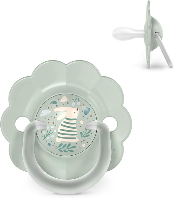 Suavinex, Pacifier for Babies 0/6 Months and Newborns, SX Pro Silicone Physiological Teat, Symmetrical, Flat and Flexible, Respects Oral Development, Round Shape with Ring, Wonder Green