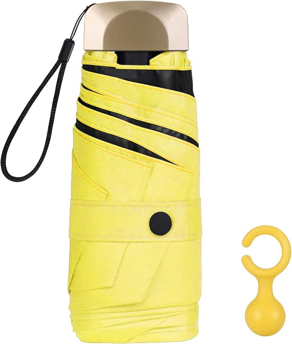 Vicloon Mini Paraguas, Paraguas de Viaje Prtátil Paraguas Plegable Antiviento, Paraguas Compacto Plegable de Tela de Goma Negra 210T, Impermeable de Secado Rápido y Resistente a los Rayos UV