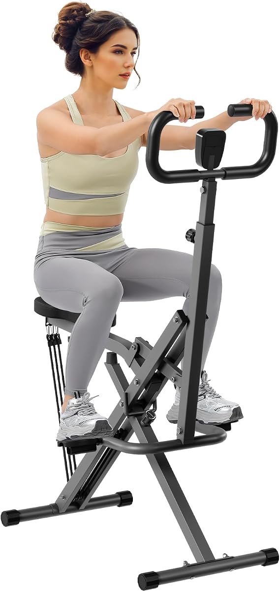 TOTEBOX Deep Squat Assist Machine, Squat Trainer Rowing Machines Exercise Equipment for Full Body Workout w/ Digital Monitor, Ergonomic Handle and Padded Seat