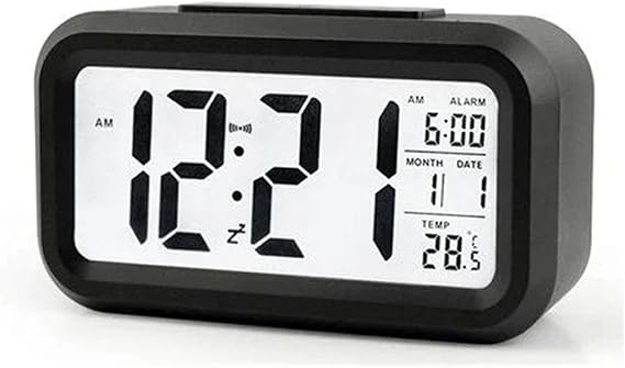 Alarm Clock Desk Digital Clock Table Electronic Clock Sound Control Backlight 12/24 Alarm Clock Ringtones Bedrooms Bedside Kids Home Decor(Black)