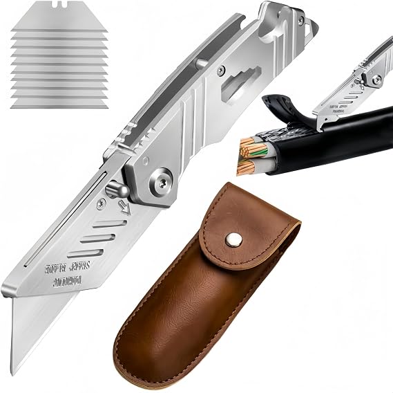 Multitool Utility Pocket Tool Folding Heavy Duty Carpet Cutter with 1 * 10 pc Stainless Steel Replaceable Accessory Cutter for Craft Tradesman Tool,Simple Repair.