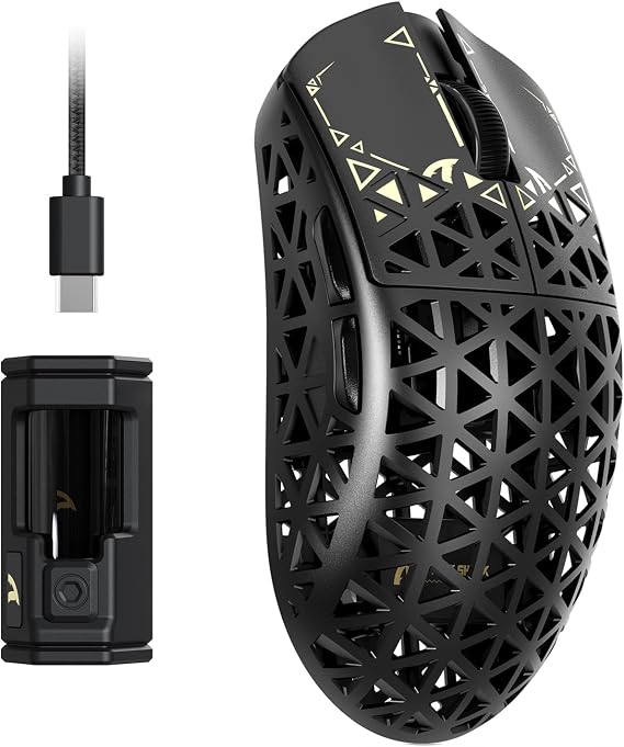 ATTACK SHARK R5 Ultra Karbon Fiber HyperSpeed Kablosuz Gaming Mouse – 39g Süper Hafif, PAW3950MAX Sensör, 42000 DPI, 8000Hz Kablosuz Polling, BT/2.4G/Kablolu USB-C, Windows/Mac Uyumlu – Black
