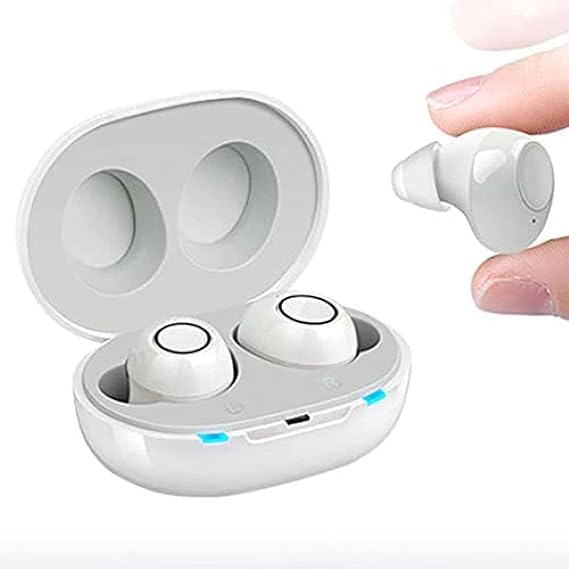 Digital Hearing Aid For The Elderly - Rechargeable Sound Amplifier For Adults With In Ear Noise Cancelling Batteries Storage Case For Hard Of Hear,White