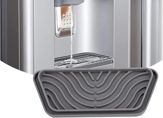 Refrigerator Drip Catcher Tray, Fridge Water Dispenser Drip Tray Prevents Water Spots and Spills, Mini Non-slip Silicone Dispenser Drip Collector (Gray, Trapezoid)