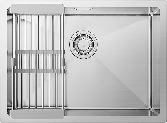 CECIPA Kitchen Sink 1 Bowl 60 x 44 cm, Undermount or Countertop Sink, 304