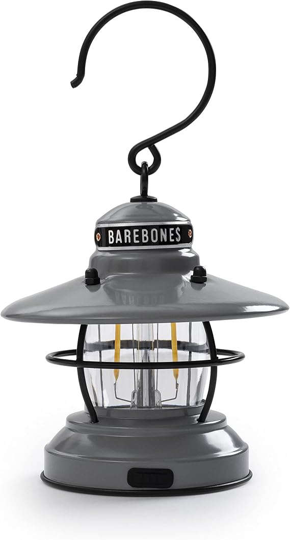 Barebones Edison Mini Lantern - Vintage Adjustable Camping Lantern, USB LED Light, Lantern for Outdoors (Slate Grey)