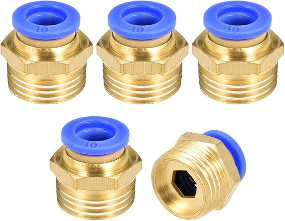 sourcing map Straight Pneumatic Push to Quick Connect Fittings G1/2 Male x 10mm Tube OD 5pcs