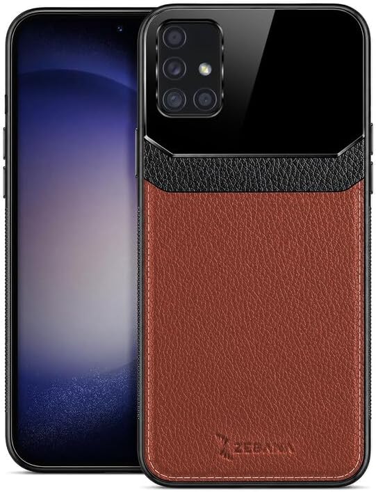 Zebana Samsung Galaxy A71 ile Uyumlu Kılıf Zebana Lens Deri Kılıf Kahverengi