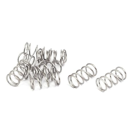 sourcingmap Compression Spring,304 Stainless Steel,8mm OD,0.8mm Wire Size,15mm Free Length,Silver Tone,10Pcs