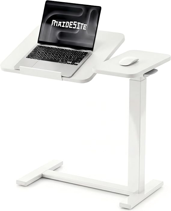 MAIDeSITe Fit Dual Overbed Table with Wheels, C-Shape Bedside Table