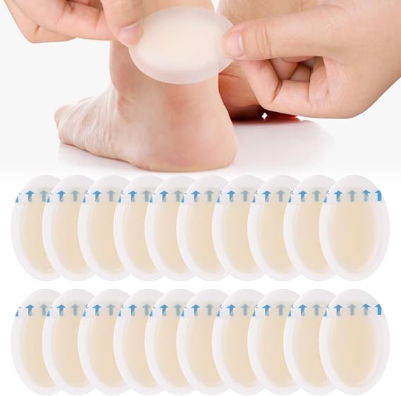 20 Pcs Blister Gel Guard,Invisible Hydrocolloid Gel Blister Bandages,Waterproof Feet Blister Cushion Plaster for Fingers Toes Forefoot Heel Protector and Guard Skin(37 x 55mm,Transparent)