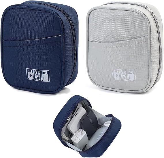 2Pcs Travel Electronics Organizer Bag,Compact Cable Storage Pouch