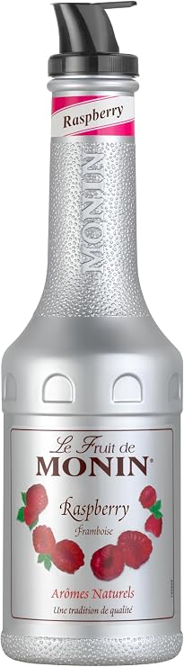 MONIN Premium Raspberry Fruit Puree 1L, for Smoothies and Mocktails, Vegan