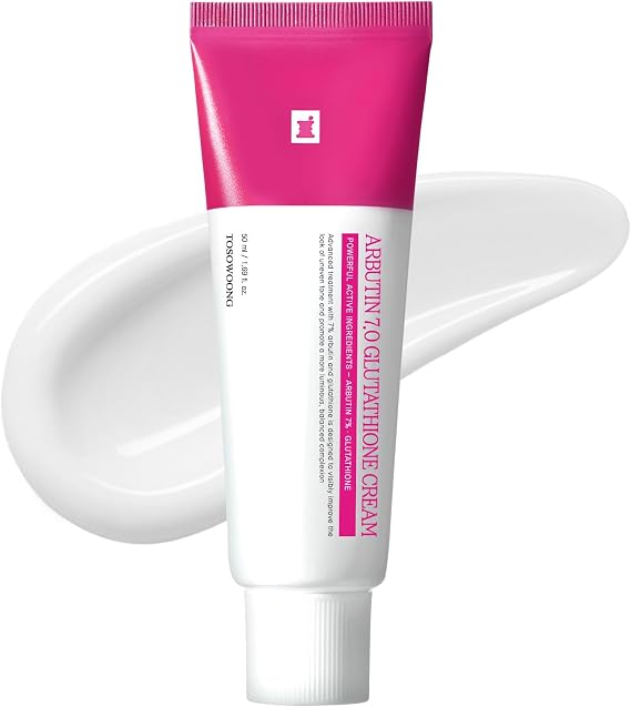 TOSOWOONG Arbutin 7% Glutathione Cream for Dark Spots, Uneven Tone, Glow