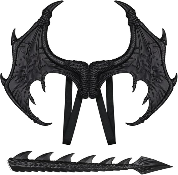 F Fityle Children Mythical Creature Kit With Lightweight Rubber Foam Build And Attached Black Straps Suitable For Halloween Trick Or Treat School Events, Black