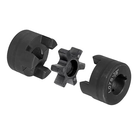 sourcing map 7/8" to 7/8" L075 Flexible 3-Piece L-Jaw Coupling Coupler Set & Buna-N NBR Rubber Spider for Log Splitter Hybrid Equipment