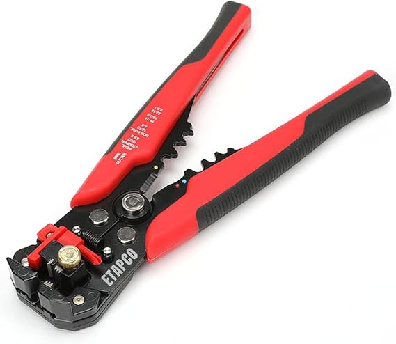 Wire Stripper, Wire Strippers Electrical, Cable Stripper, Terminal Crimper, Plier 3 in 1 Hand Tool, Cable Stripper Tool - Wire Strippers, for Adjustable Rotary Switch Self Adjusting (Red)