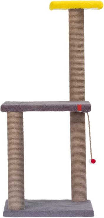 PUGALO 82 cm Krem iki Katlı Kedi Tırmalama Tahtası Catnipli Tırmalama Tahtası (Antrasit)