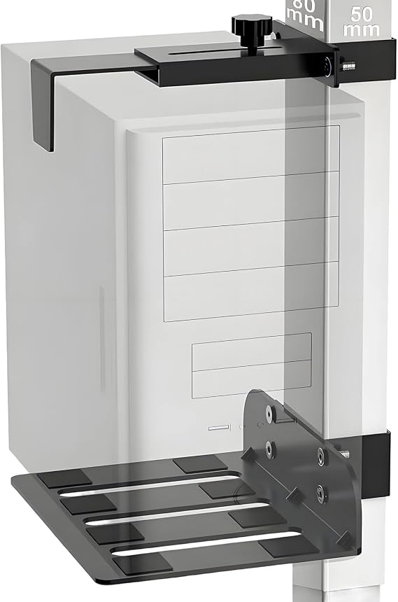 MURYE Computer Tower Mount Under Desk Heavy Duty Metal Bracket Fits 65×45mm 75×45mm 80×50mm Table Legs Changeable Width for Better Cooling Under Desk Cpu Mount