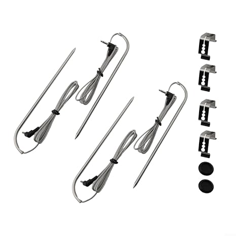 For Masterbuilt-Gravity-Series 560/800/1050 Compatible Meat Probes BBQ Grill Temperature Probe Replacement Parts Accessories with Clips 9004190170(4set)