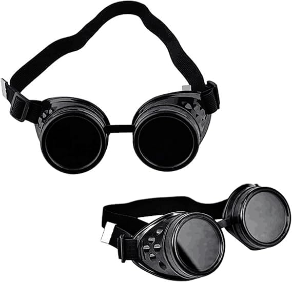 Protective Glasses, Steampunk Style Welding Glasses for Cosplay - Black