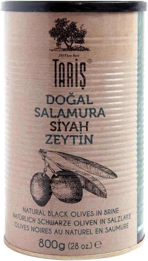Tariş Doğal Fermente Salamura Siyah Zeytin Teneke 800 G