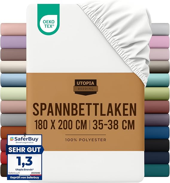 Utopia Bedding - Fitted Sheet 180 x 200 cm - White