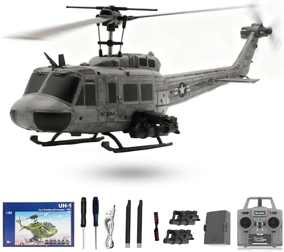 RC ERA C032 UH-1 Huey RC Helicopter - 1:48 6CH Brushless Remote Controlled Helicopter 3D Stunt Flight & High Precision RC Plane for Adults Beginners