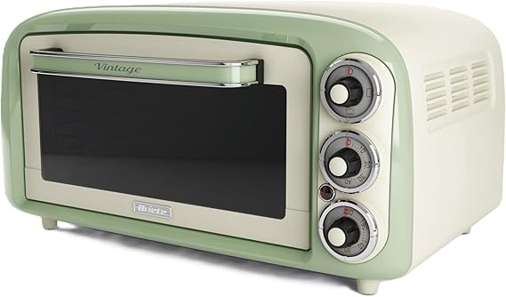 Ariete Vintage Fırın Yeşil 0979/04 - Pizza Fırını, 1380 Watt, 18 Litre Kapasite, 3 Pişirme Fonksiyonu, Paslanmaz Çelik Hazne, 60 Dakika Zamanlayıcı, Çift Cam, 230°C ye Kadar Sıcaklık, Kolay Temizleme [Enerji Sınıfı A]