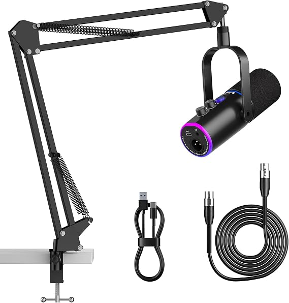 Ortizan USB XLR Dynamic Microphone with Boom Arm