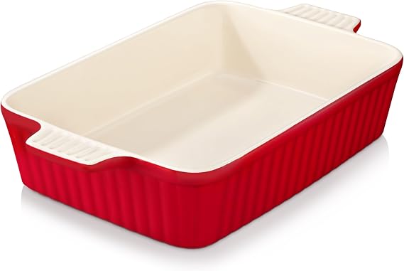 MALACASA Rectangular Porcelain Oven Tray 142 fl oz, Red