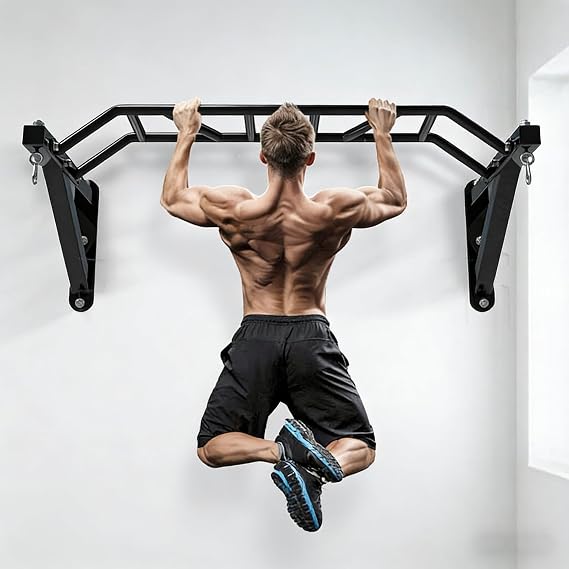 Wall Mounted Pull Up Bar | Chin Up Bar | Multi Grip Pull Up Station | Perfect for Commercial and Garage Gym Reinforcement