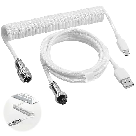 USB C Coiled Keyboard Cable, 3 Meter Type C To USB A Spring Coiled Cable